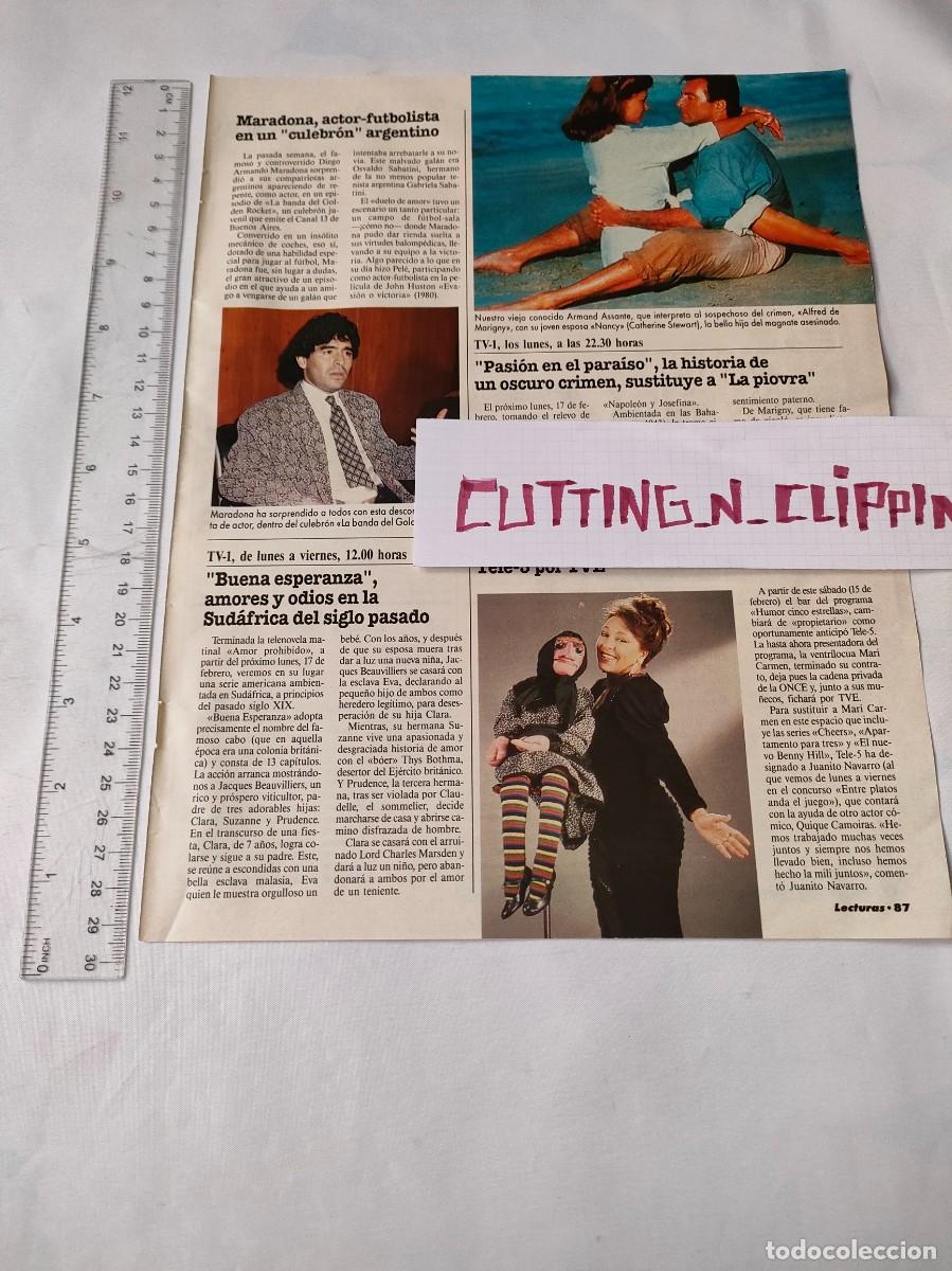 Otros Art&iacute;culos de Coleccionismo en Papel: Clipping [MARADONA, MARI CARMEN, ARMAND ASSANTE ][LCT](1992) Random