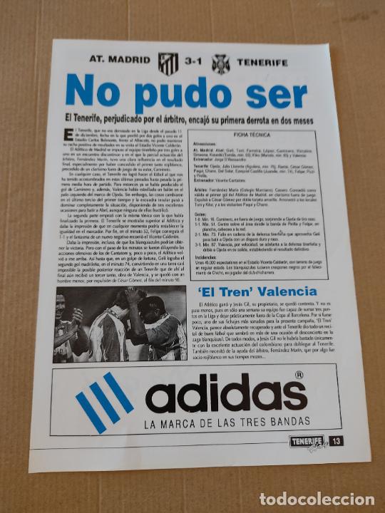 Otros art&iacute;culos de coleccionismo en papel: HOJA REVISTA FUTBOL NO PUDO SER EL TREN VALENCIA ATLETICO MADRID 3 TENERIFE 1 PUBLICIDAD ADIDAS