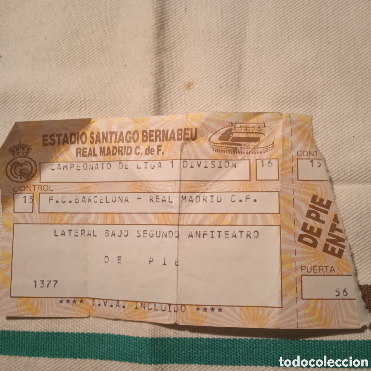 Otros Art&iacute;culos de Coleccionismo en Papel: Entrada real Madrid Barcelona 8/3/86