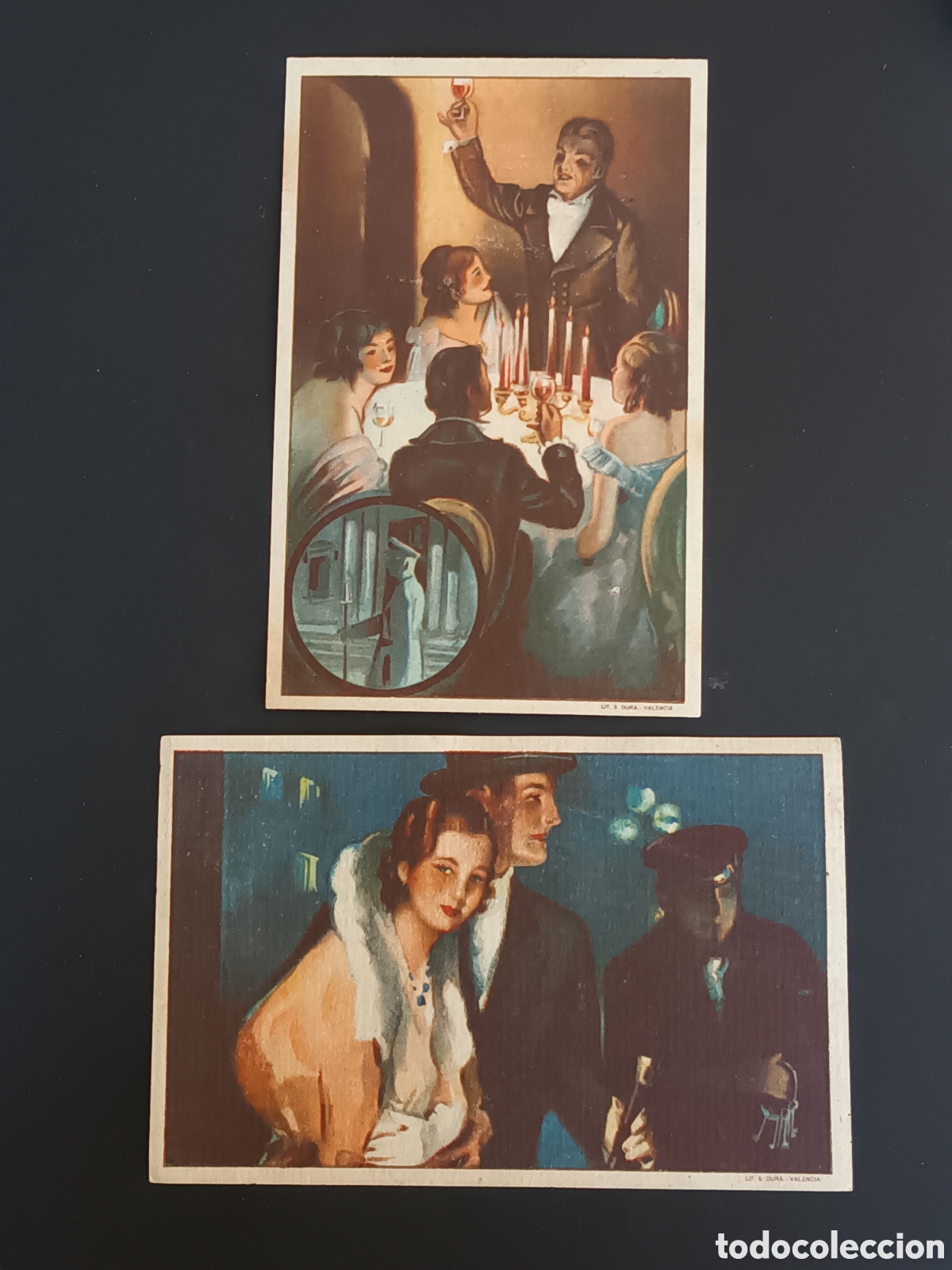 Otros Art&iacute;culos de Coleccionismo en Papel: LOTE DE 2 ANTIGUAS POSTALES DE FELICES PASCUAS. AGUINALDO. SERENO Y VIGILANTE.