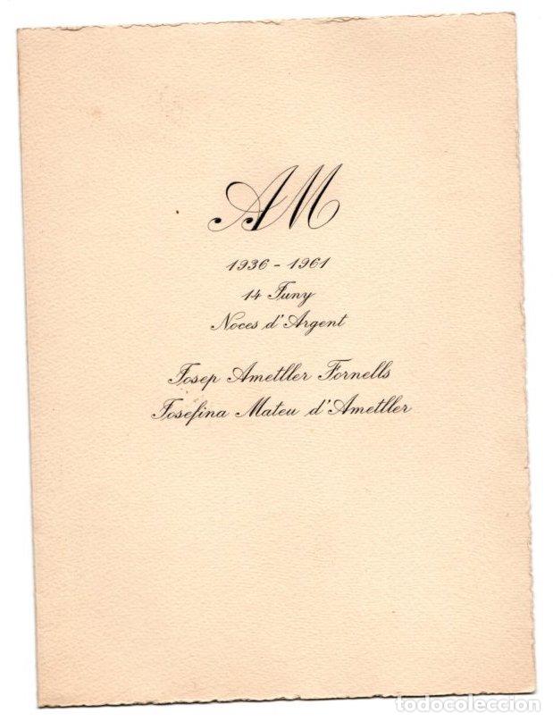Otros art&iacute;culos de coleccionismo en papel: MENU BODA DE PLATA. HOTEL COLON BARCELONA 14 JUNIO 1961