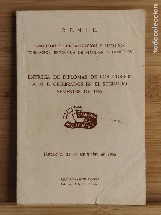 Otros art&iacute;culos de coleccionismo en papel: BARCELONA - RENFE - RESTAURANTE REGAS - MENU A&Ntilde;O 1966 -VER FOTOS-(K-12.366)