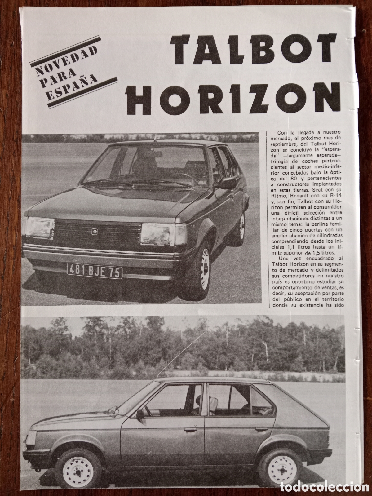 Paper Collecting Others: Reportaje autom&oacute;vil talbot Horizon de 1980