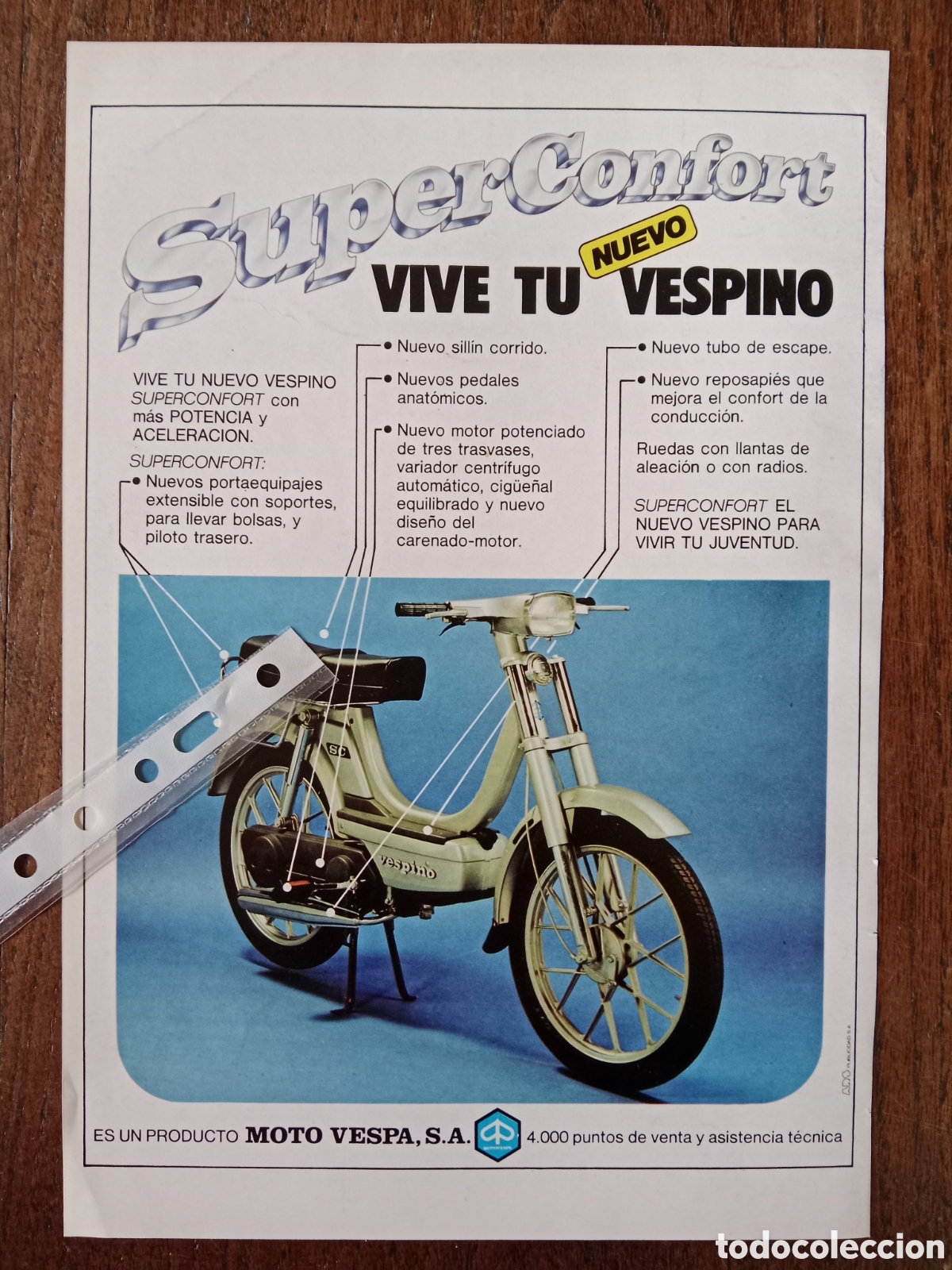 Otros Art&iacute;culos de Coleccionismo en Papel: Publicidad ciclomotor vespino vespa
