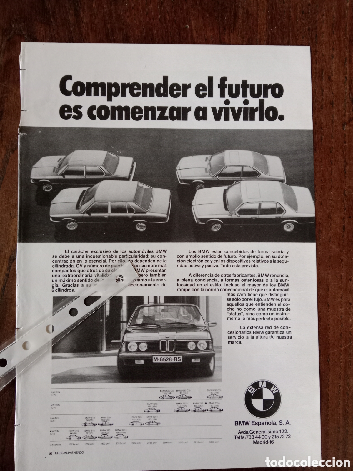 Outros artigos de papel: Publicidad autom&oacute;vil BMW de 1980