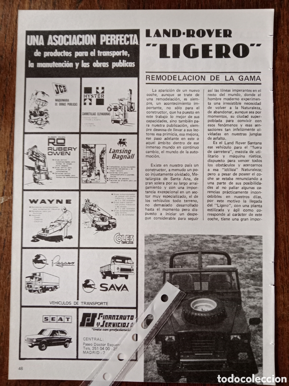 Otros Art&iacute;culos de Coleccionismo en Papel: Reportaje autom&oacute;vil todoterreno land Rover ligero de 1980