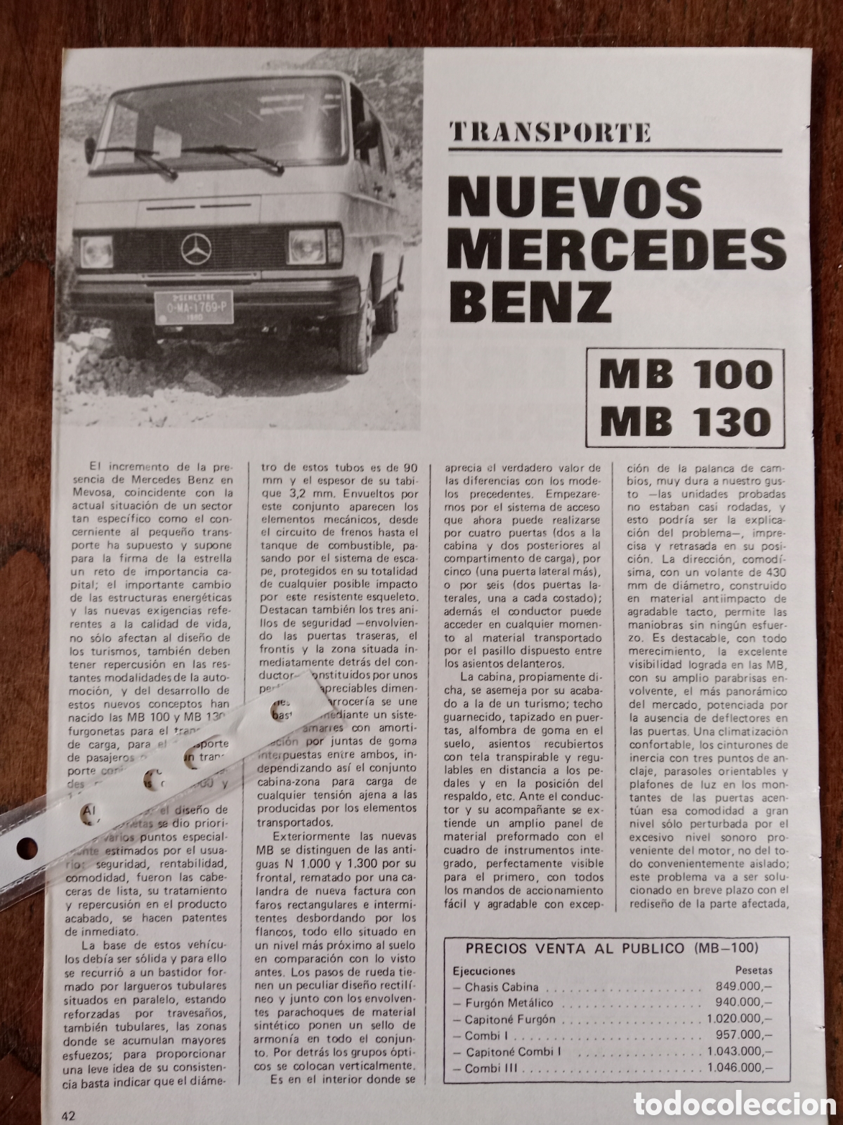Outros artigos de papel: Reportaje furgoneta mercedes Benz de 1980