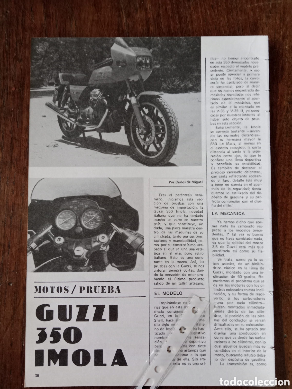 Otros Art&iacute;culos de Coleccionismo en Papel: Reportaje moto guzzi 350 imola de 1980