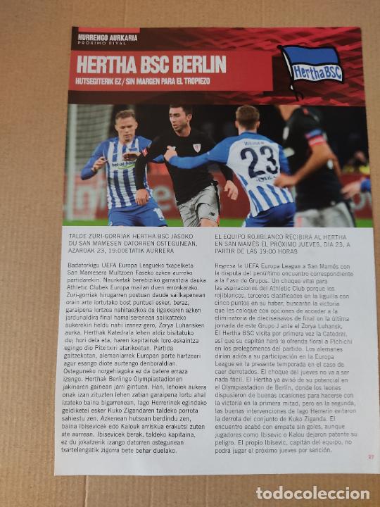 Otros art&iacute;culos de coleccionismo en papel: HOJA REVISTA ATHLETIC CLUB BILBAO PROXIMO RIVAL HERTHA BSC BERLIN LAPORTE PUBLICIDAD SAN MIGUEL