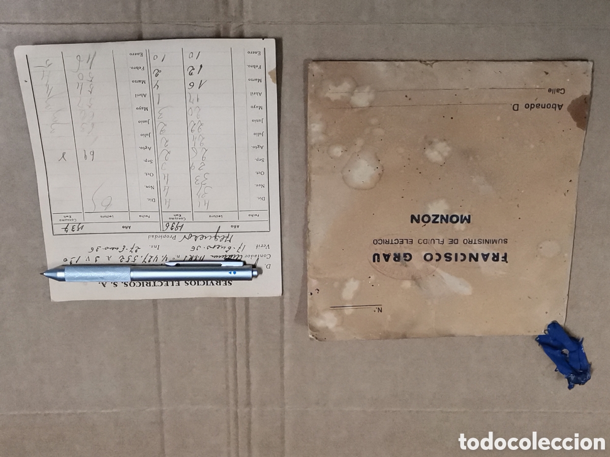 Paper Collecting Others: Boletin el&eacute;ctrico francisco grau monzon en alquezar 1936 guerra civil