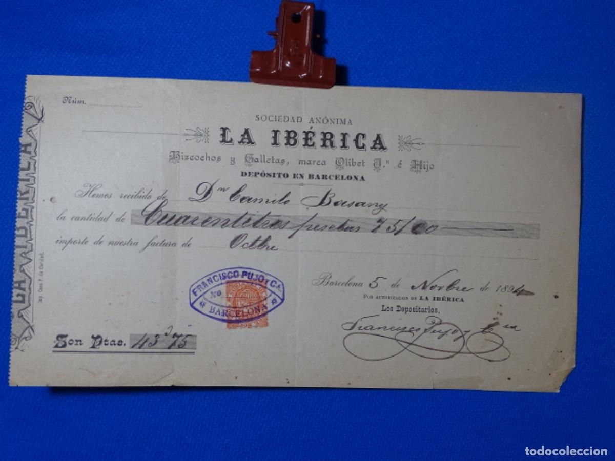 Paper Collecting Others: RECIBO LA IB&Eacute;RICA S.A. FRANCISCO PUJ&Oacute; Y C&Iacute;A. 1894.