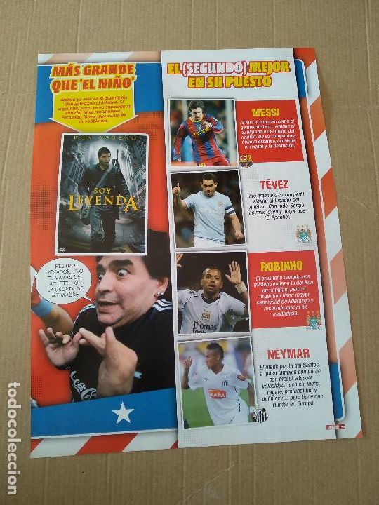 Otros Art&iacute;culos de Coleccionismo en Papel: HOJA REVISTA JUGON TIPO REPORTAJE MARADONA MESSI NEYMAR AGUERO TEVEZ GUARDIOLA MOURINHO RONALDO