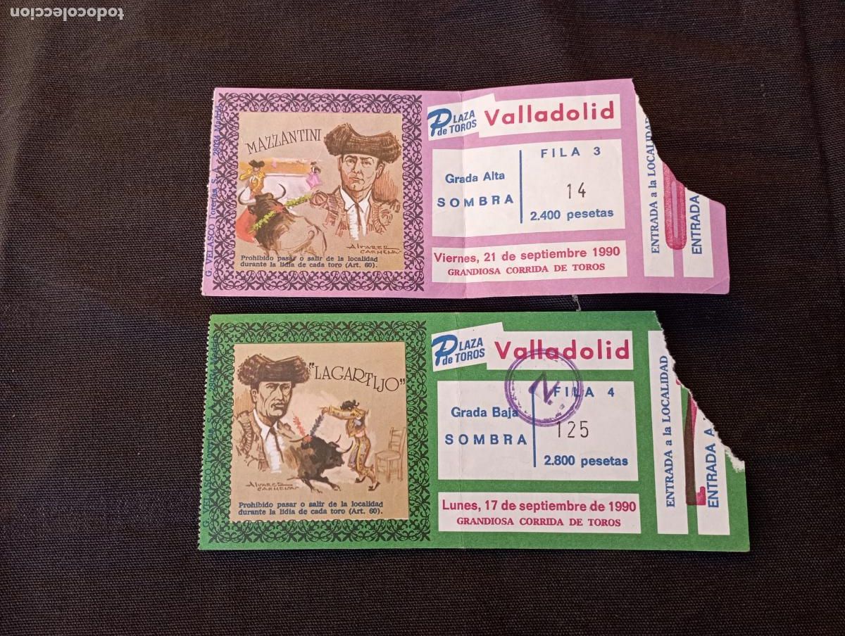 Altri oggetti di carta: Entradas corrida de toros Valladolid a&ntilde;o 1990,LAGARTIJO,MAZZANTINI.