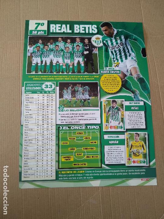 Paper Collecting Others: HOJA REVISTA JUGON TIPO REPORTAJE EQUIPO PLANTILLA BETIS RUBEN CASTRO PITI RAYO VALLECANO