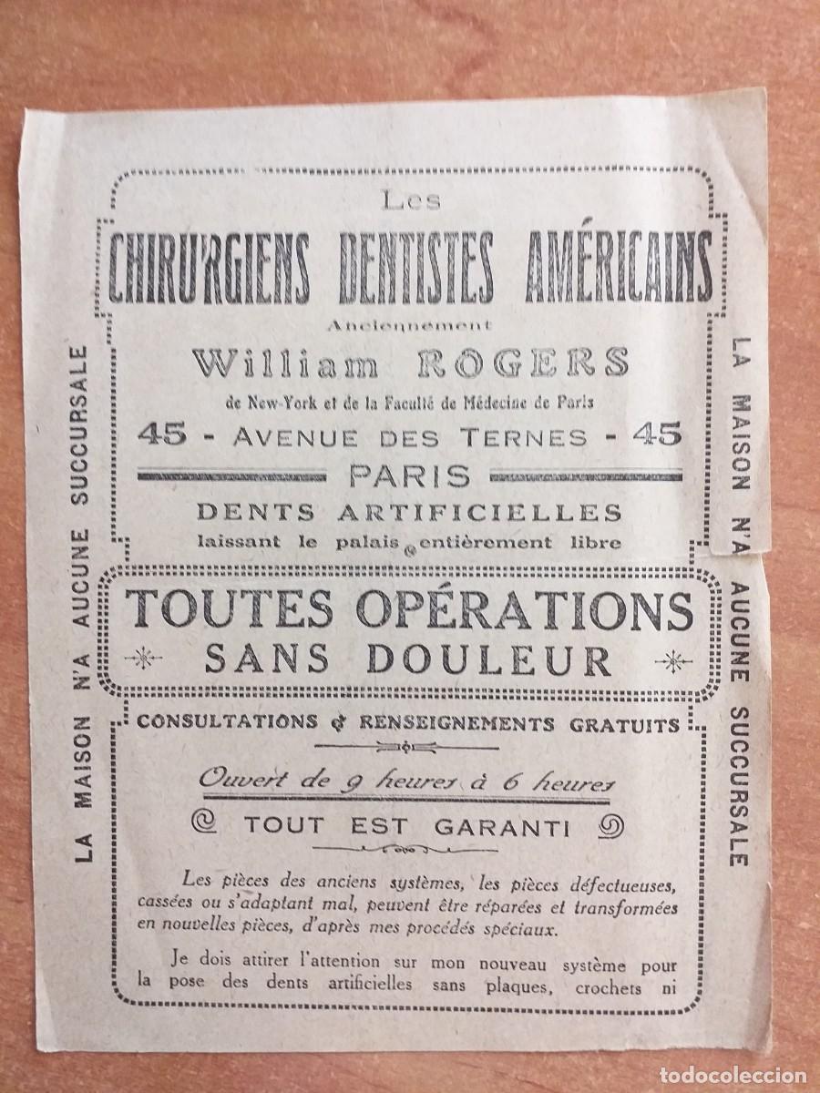 Otros Art&iacute;culos de Coleccionismo en Papel: PUBLICIDAD LES CHIRURGIENS DENTISTES AM&Eacute;RICAINS - EN FRANC&Eacute;S