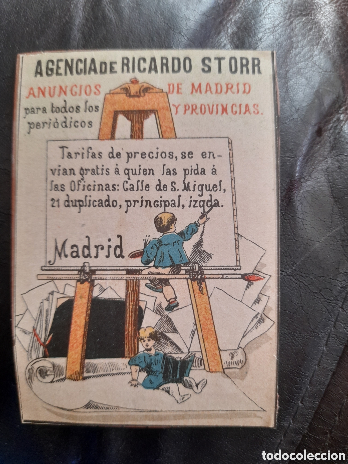 Otros Art&iacute;culos de Coleccionismo en Papel: Antiguo recorte publicitario, Agencia de Ricardo Storr, Anuncios de Madrid y provincia, sobre 1890