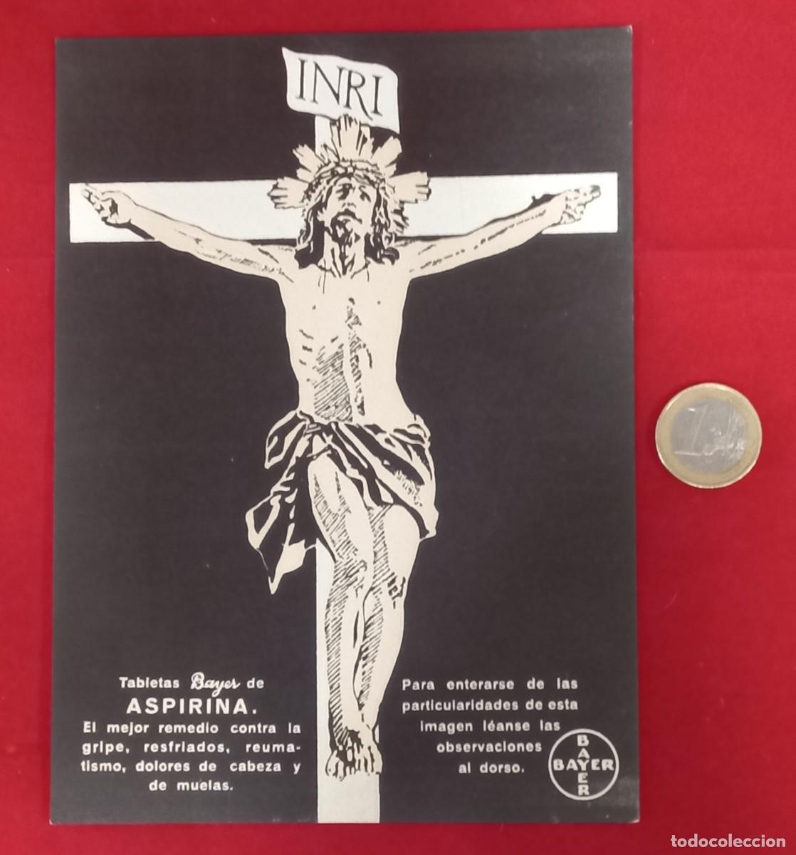 Otros art&iacute;culos de coleccionismo en papel: ANTIGUA PUBLICIDAD DE ASPIRINA BAYER EN FORMA DE CRISTO FOSFORESCENTE PARA COLGAR - A&Ntilde;OS 40/50