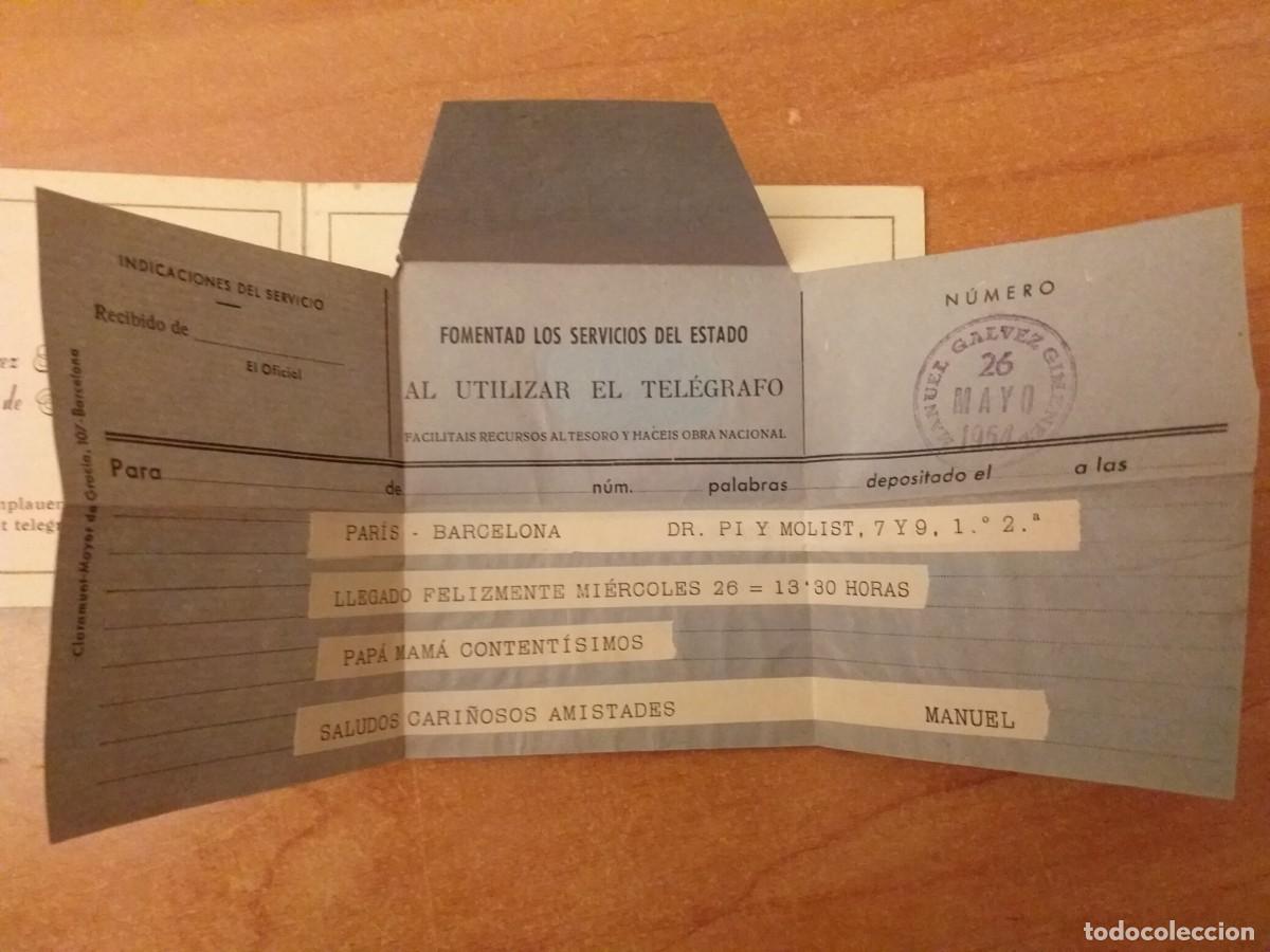 Paper Collecting Others: 1954 - TELEGRAMA PAR&Iacute;S - BARCELONA