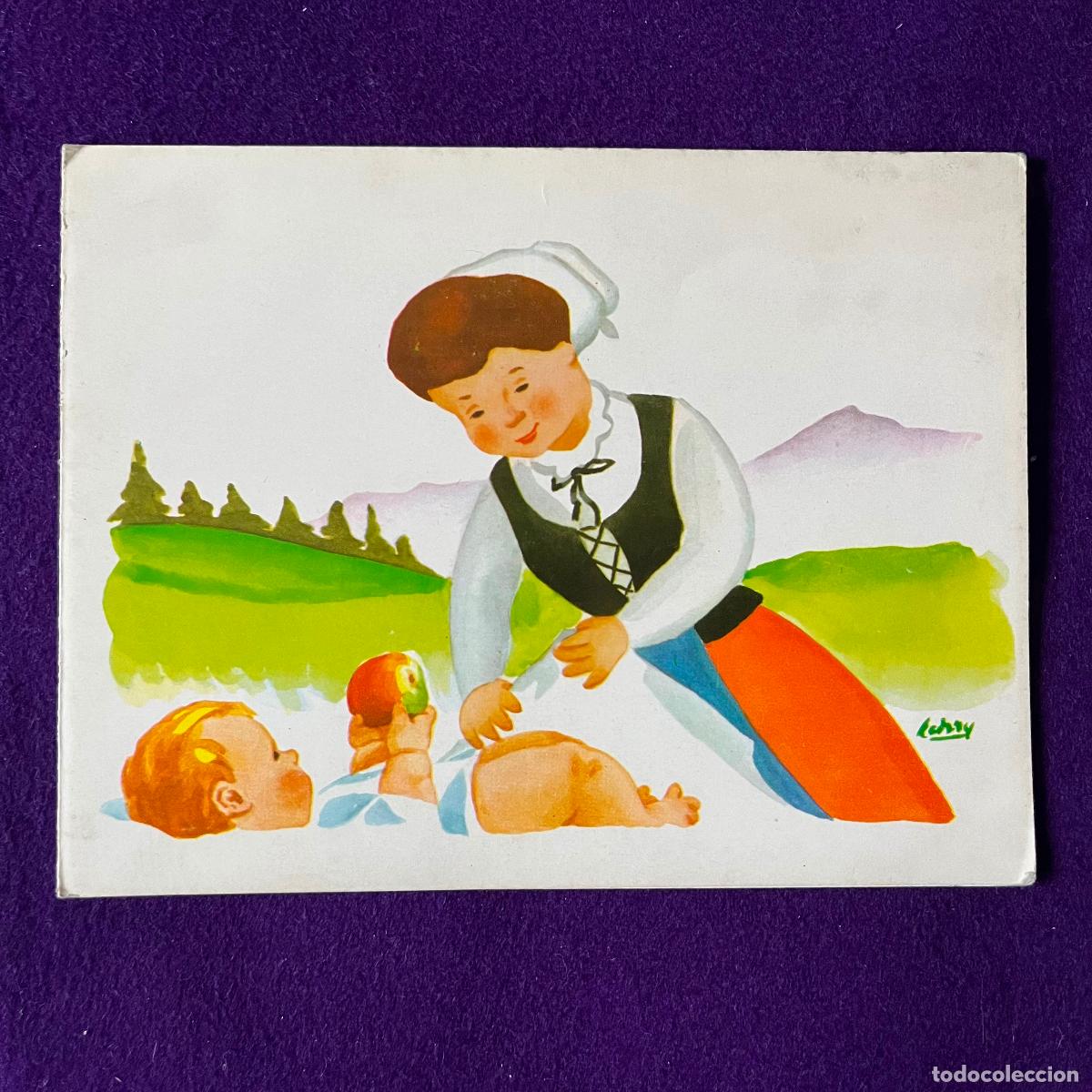 Otros art&iacute;culos de coleccionismo en papel: ESCENA COSTUMBRISTA VASCA. ILUSTRADA POR LARRY. MADRE CON NI&Ntilde;O. BILBAO. 1963. ORIGINAL
