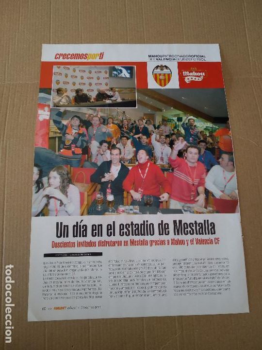 Otros art&iacute;culos de coleccionismo en papel: HOJA REVISTA VALENCIA PUBLICIDAD MAHOU UN DIA EN EL ESTADIO DE MESTALLA MOVIL