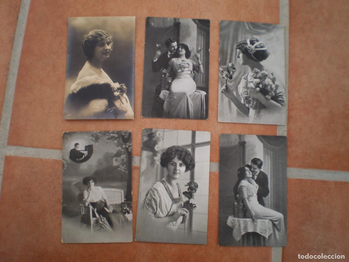 Outros artigos de papel: LOTE 6 POSTALES MODERNISTAS. MUJERES.