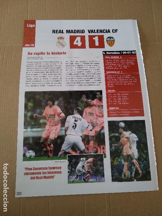 Otros Art&iacute;culos de Coleccionismo en Papel: HOJA REVISTA VALENCIA REPORTAJE VS REAL MADRID AIMAR ZIDANE BAR&Ccedil;A EN EUROPA FIN DE NU&Ntilde;EZ