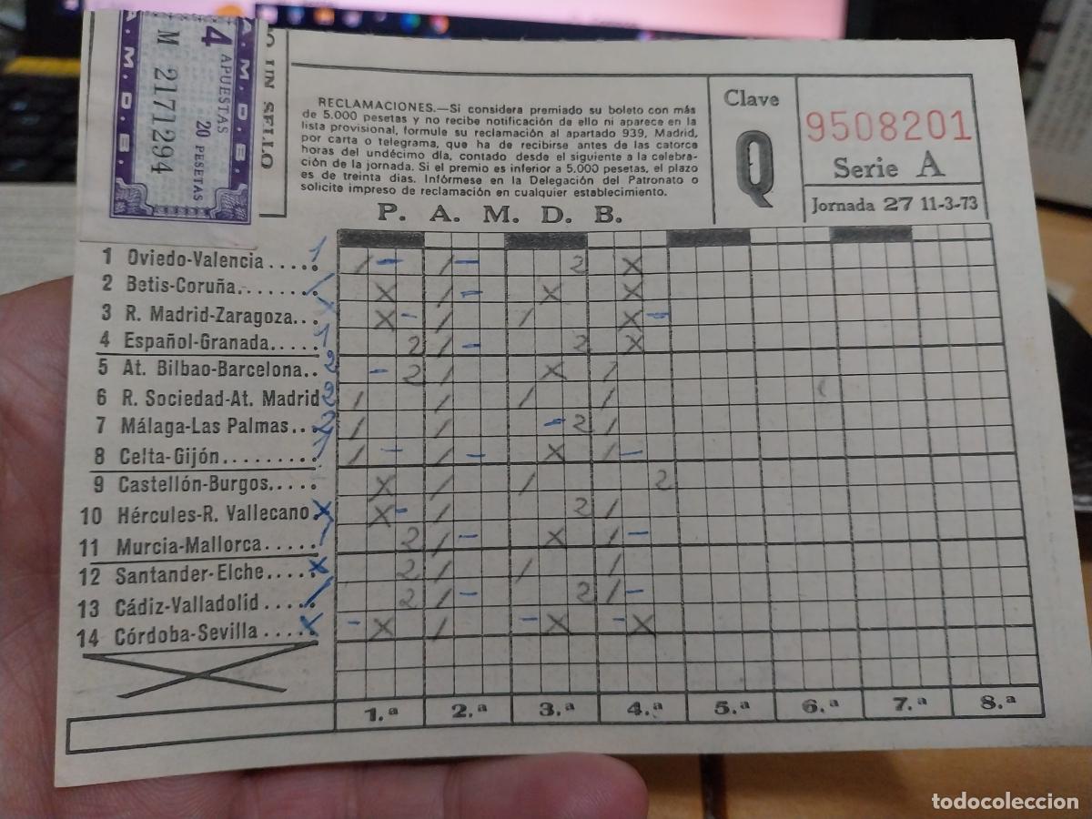 Otros Art&iacute;culos de Coleccionismo en Papel: 1973 QUINIELA RESGUARDO 11 MARZO 4 APUESTAS 20 PTAS ORIGINAL 10,5 X 14CM