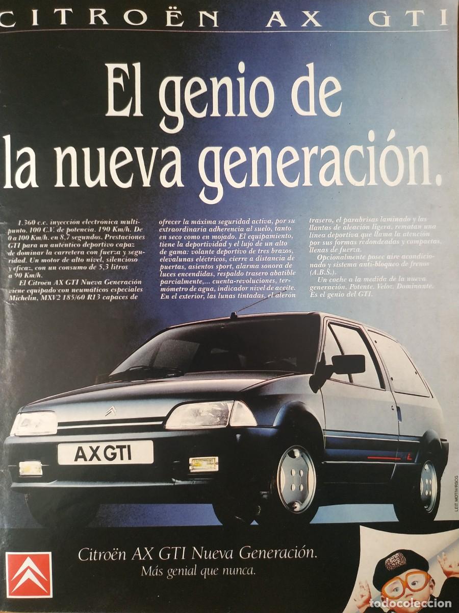 Otros Art&iacute;culos de Coleccionismo en Papel: ANTIGUO ANUNCIO PUBLICITARIO CITROEN AX GTI