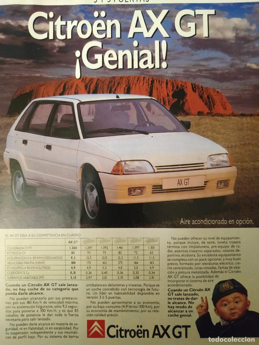 Otros Art&iacute;culos de Coleccionismo en Papel: ANTIGUO ANUNCIO PUBLICITARIO COCHE CITROEN AX GT