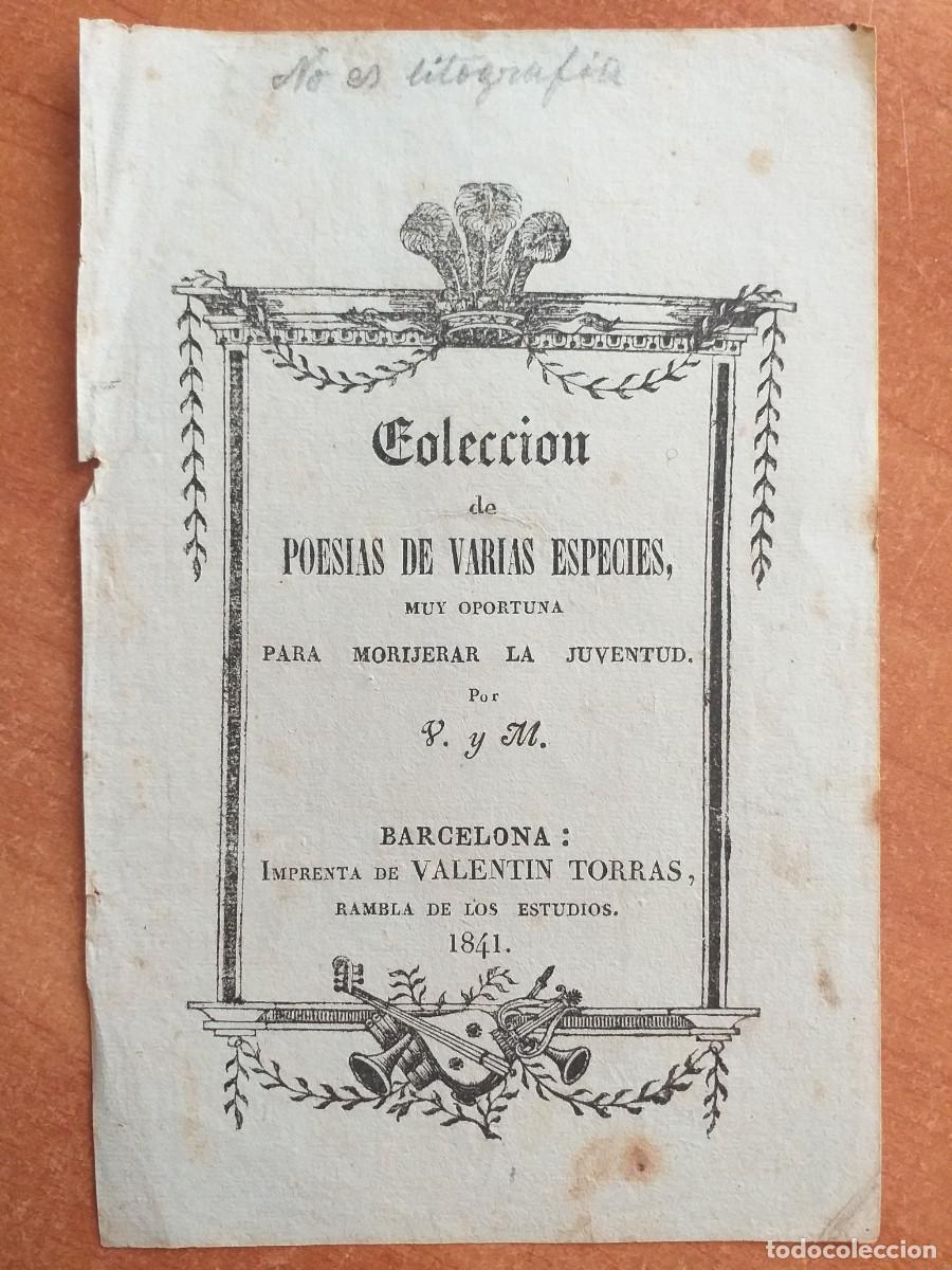 Paper Collecting Others: 1841 HOJA SUELTA DE LA OBRA POES&Iacute;AS DE VARIAS ESPECIES