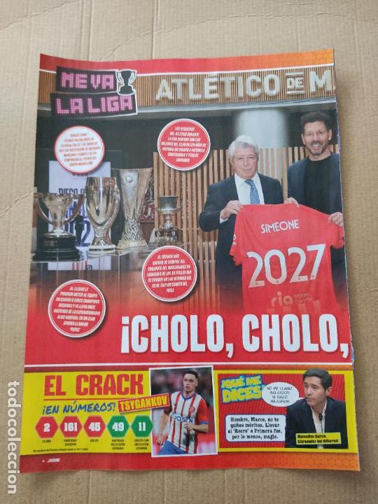 Otros Art&iacute;culos de Coleccionismo en Papel: HOJA REVISTA JUGON 23-24 REPORTAJE CHOLO SIMEONE ATLETICO MADRID MANU TRIGUEROS VILLARREAL MODRIC