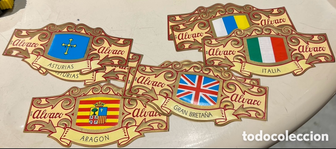 Otros Art&iacute;culos de Coleccionismo en Papel: Vitolas. Puros &Aacute;LVARO. Banderas Regionales y Europeas.