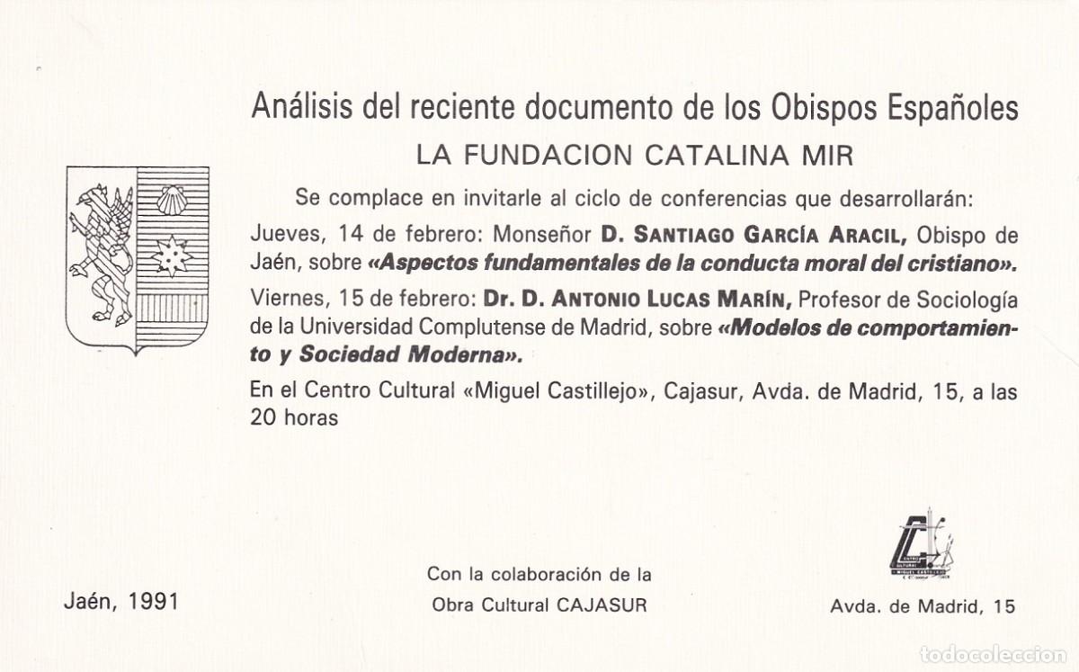 Otros Art&iacute;culos de Coleccionismo en Papel: Ja&eacute;n 1991 - An&aacute;lisis del documento de los Obispos Espa&ntilde;oles &middot; La Fundaci&oacute;n Catalina Mir / Conferen..