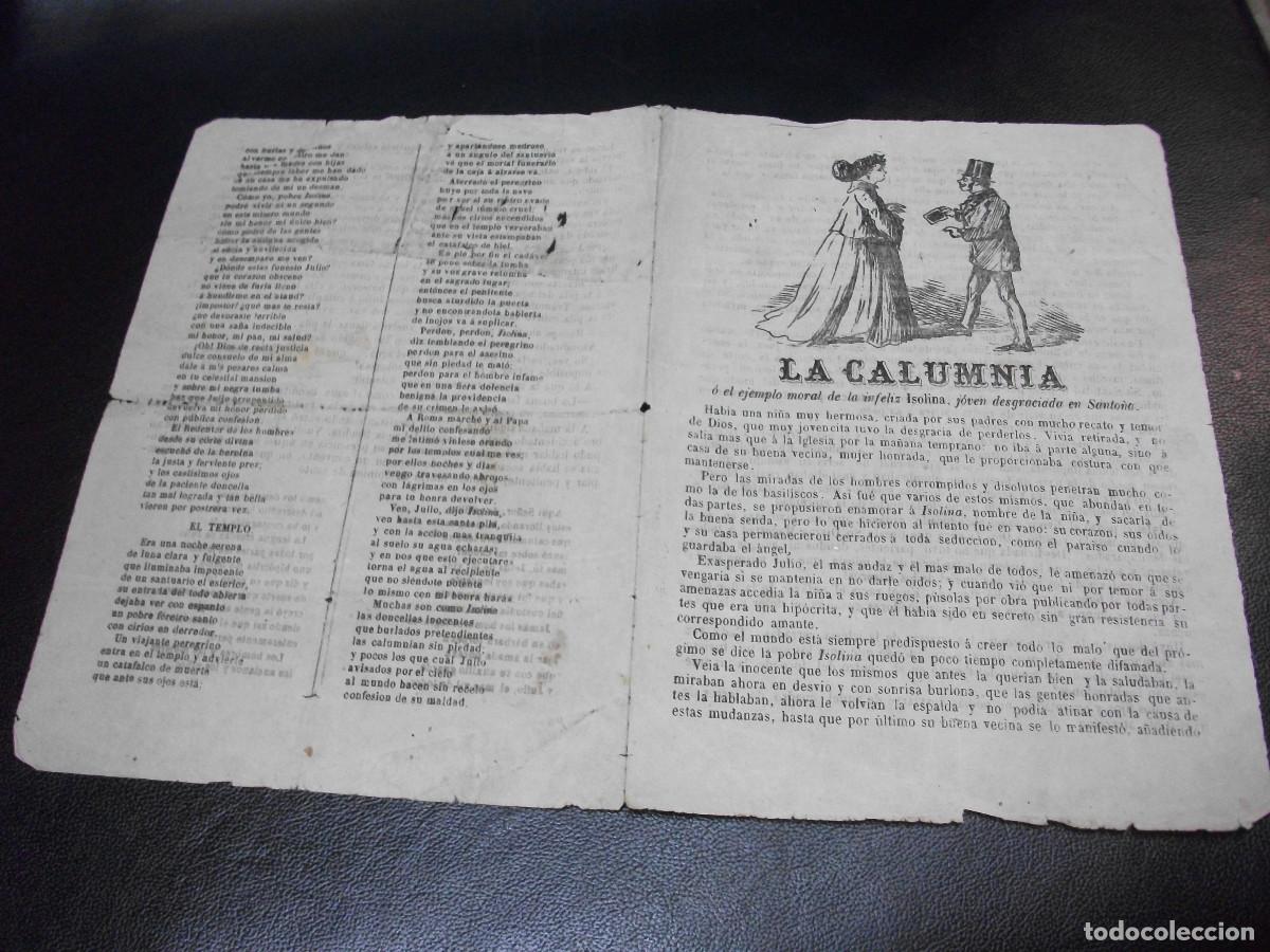 Otros Art&iacute;culos de Coleccionismo en Papel: PLIEGO DE CORDEL LA CALUMNIA O EL EJEMPLO MORAL DE LA INFELIZ ISOLINA EN SANTO&Ntilde;A CANTABRIA SANTANDER