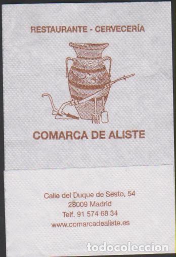 Otros art&iacute;culos de coleccionismo en papel: servilleta papel RESTAURANTE CERVECER&Iacute;A COMARCA DE ALISTE MADRID