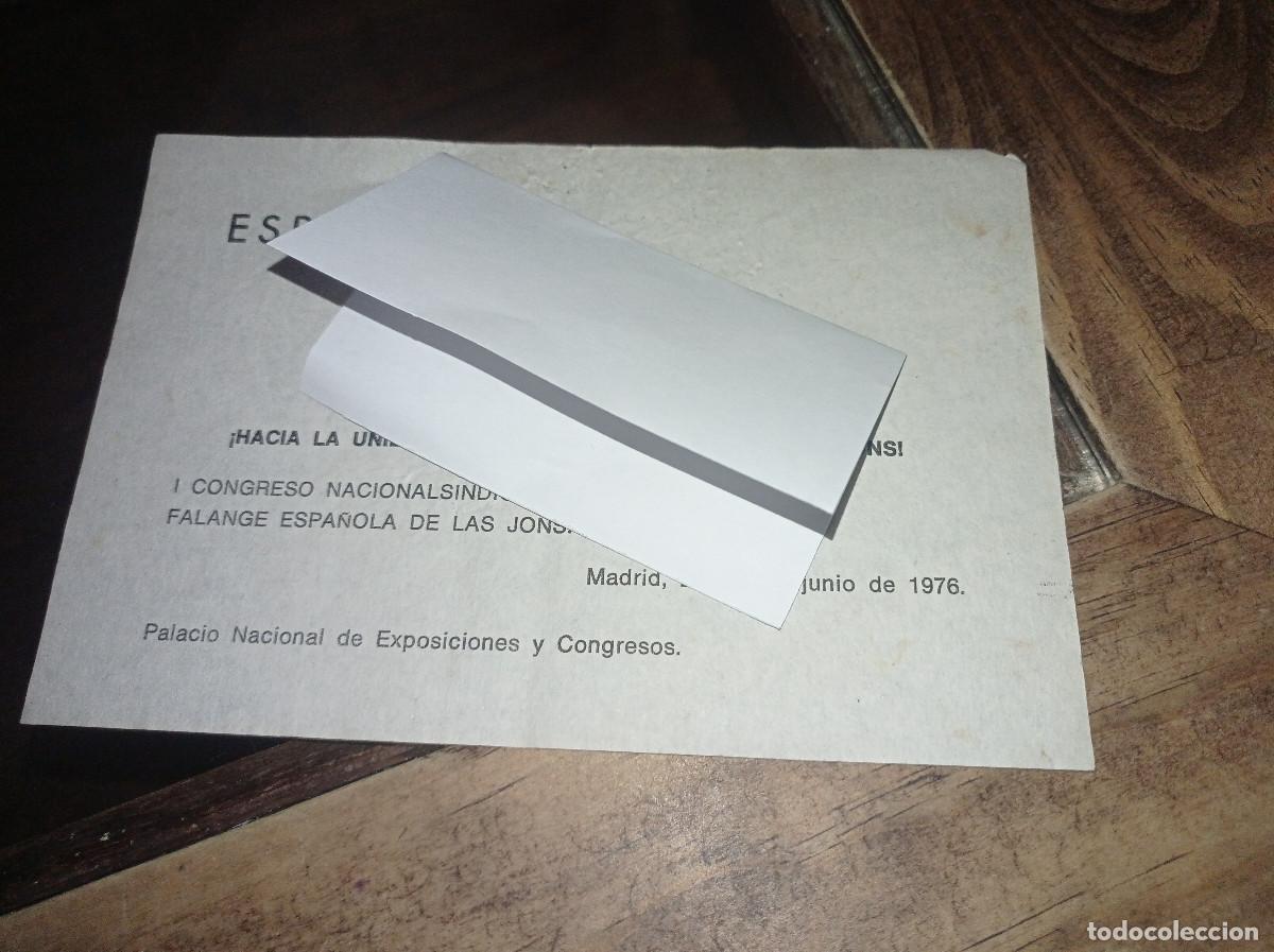 Otros art&iacute;culos de coleccionismo en papel: FLYER 25 DE JUNIO DE 1976. I CONGRESO NACIONAL SINDICALISTA FE DE LAS JONS REF. UR MES 3 B