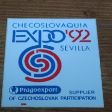 Altri oggetti di carta: PEGATINA EXPO'92 SEVILLA -CHECOSLOVAQUIA-