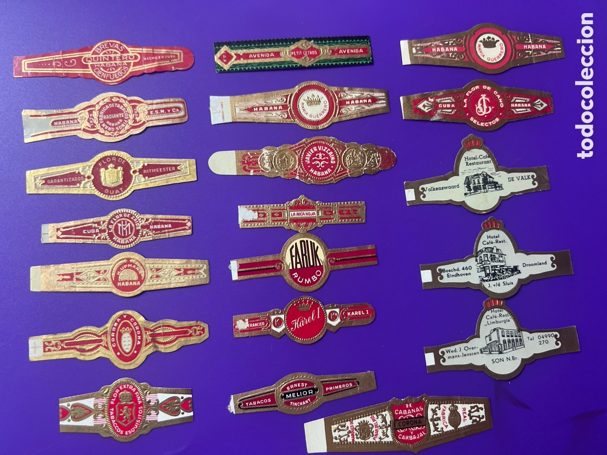 Outros artigos de papel: L170. LOTE DE 20 VITOLAS - CIGAR BANDS