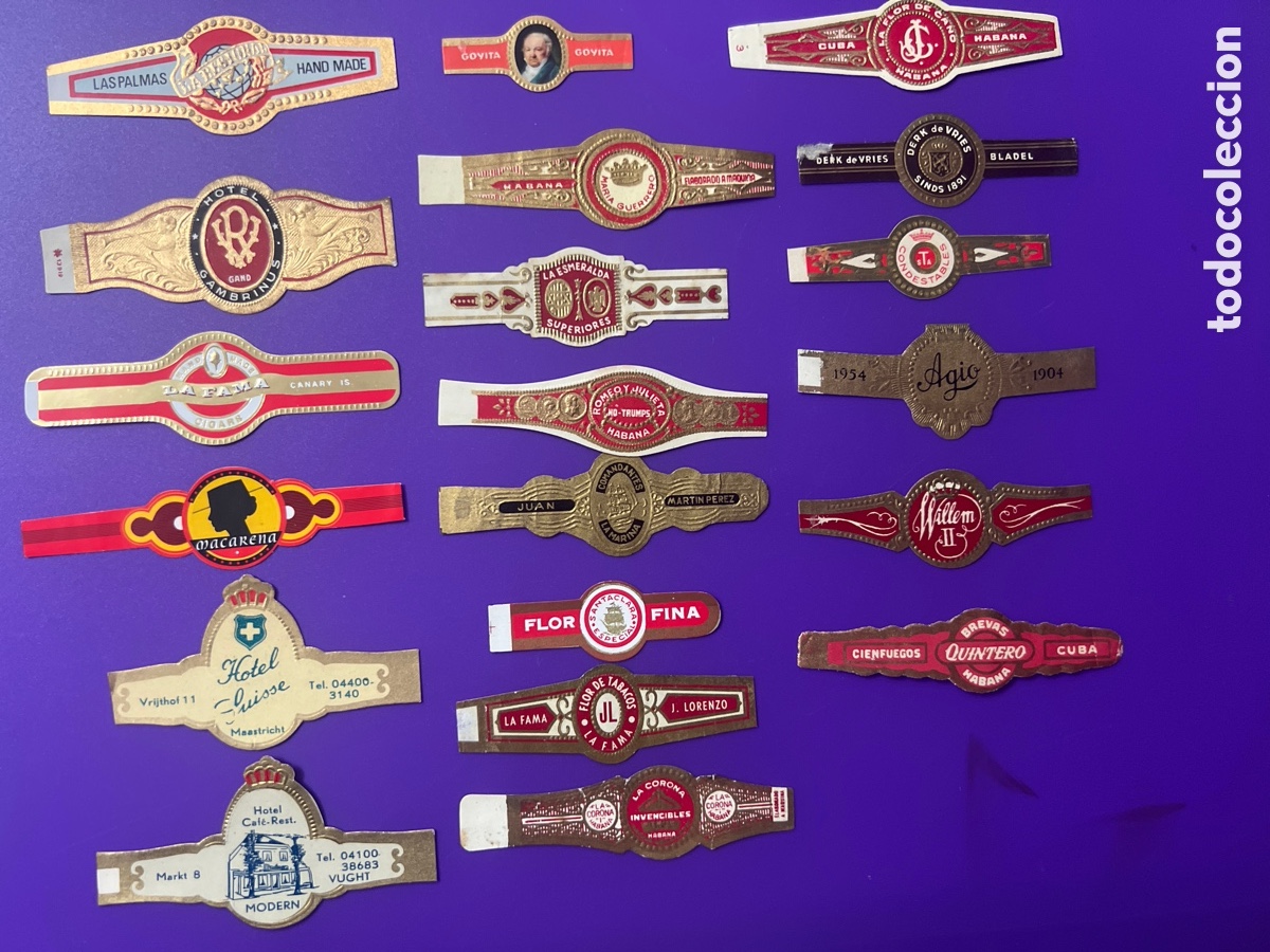 Sammelleidenschaft Andere Papierartikel: L171. LOTE DE 20 VITOLAS - CIGAR BANDS