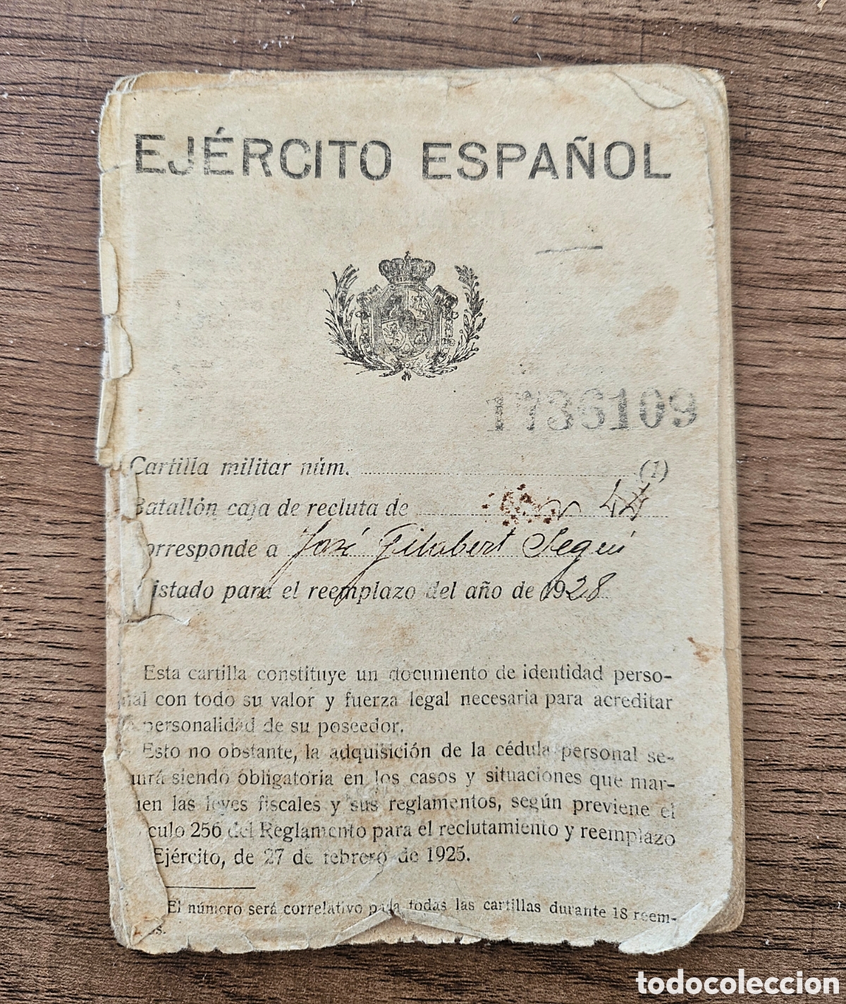 Cartilla Ej&eacute;rcito 1928