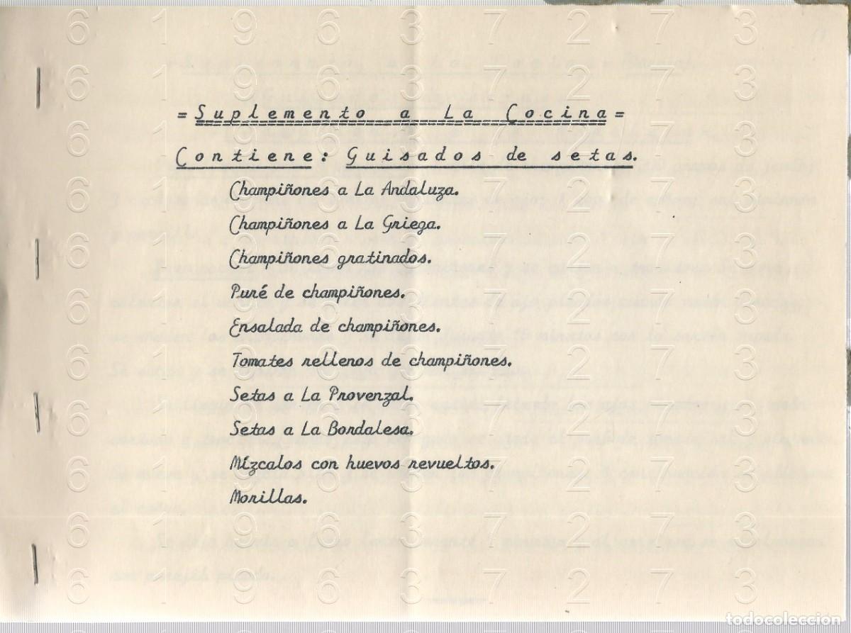 Otros Art&iacute;culos de Coleccionismo en Papel: COCINA MECANOSCRITO GUISADOS DE SETAS A&Ntilde;OS 50 8PG 10 RECETAS GASTRONOMIA U2