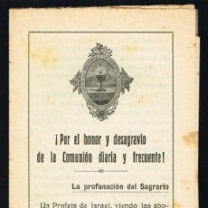 Otros Artículos de Coleccionismo en Papel: POR EL HONOR Y DESAGRAVIO DE LA COMUNIÓN DIARIA Y FRENCUENTE - MÁLAGA 1929