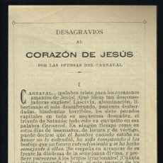 Otros Artículos de Coleccionismo en Papel: DESAGRAVIOS AL CORAZÓN DE JESÚS POR LAS OFENSAS DEL CARNAVAL