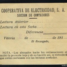 Otros Artículos de Coleccionismo en Papel: COOPERATIVA DE ELECTRICIDAD, SECCIÓN CONTADORES - VITORIA 193?