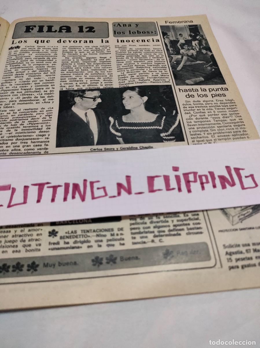 Otros Art&iacute;culos de Coleccionismo en Papel: Clipping [CARLOS SAURA, GERALDINE CHAPLIN][DM731108] Reportaje
