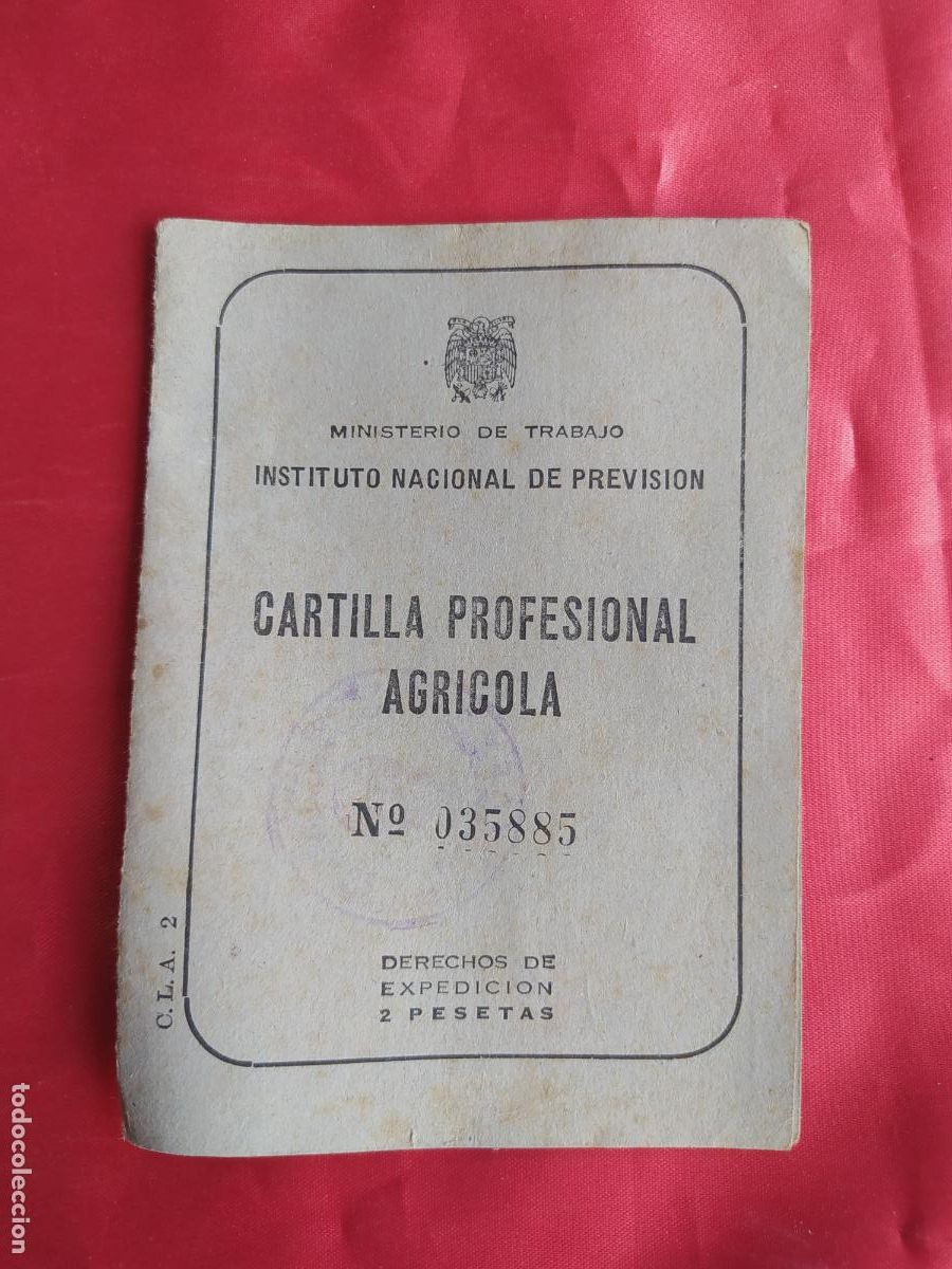 Sammelleidenschaft Andere Papierartikel: Cartilla profesional agricola. N&ordm;035885. PAPEL.126
