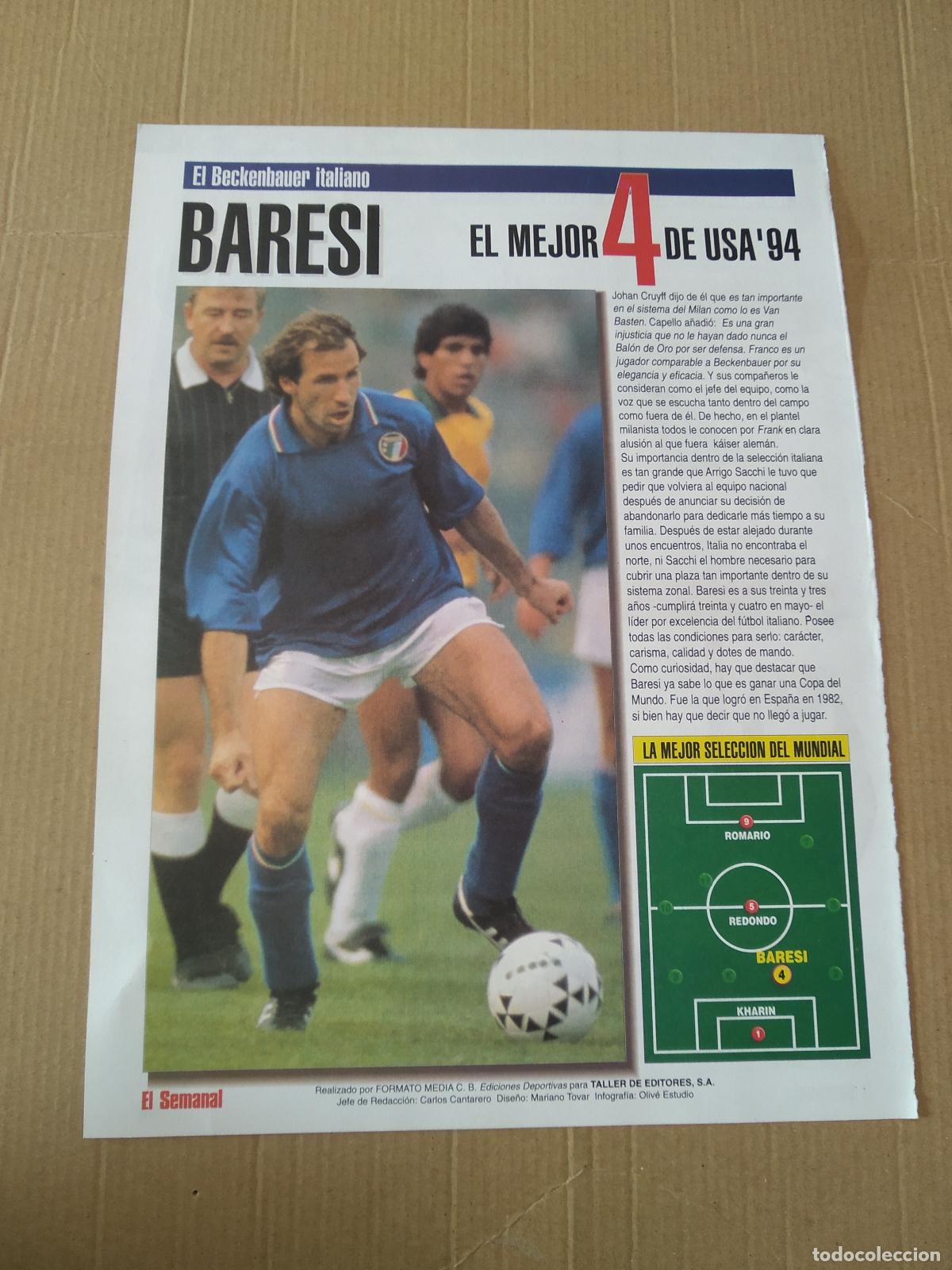 Collectionnisme Papier divers: HOJA BARESI ITALIA COPA MUNDO FUTBOL USA 1994 MUNDIAL EEUU LAS PROVINCIAS