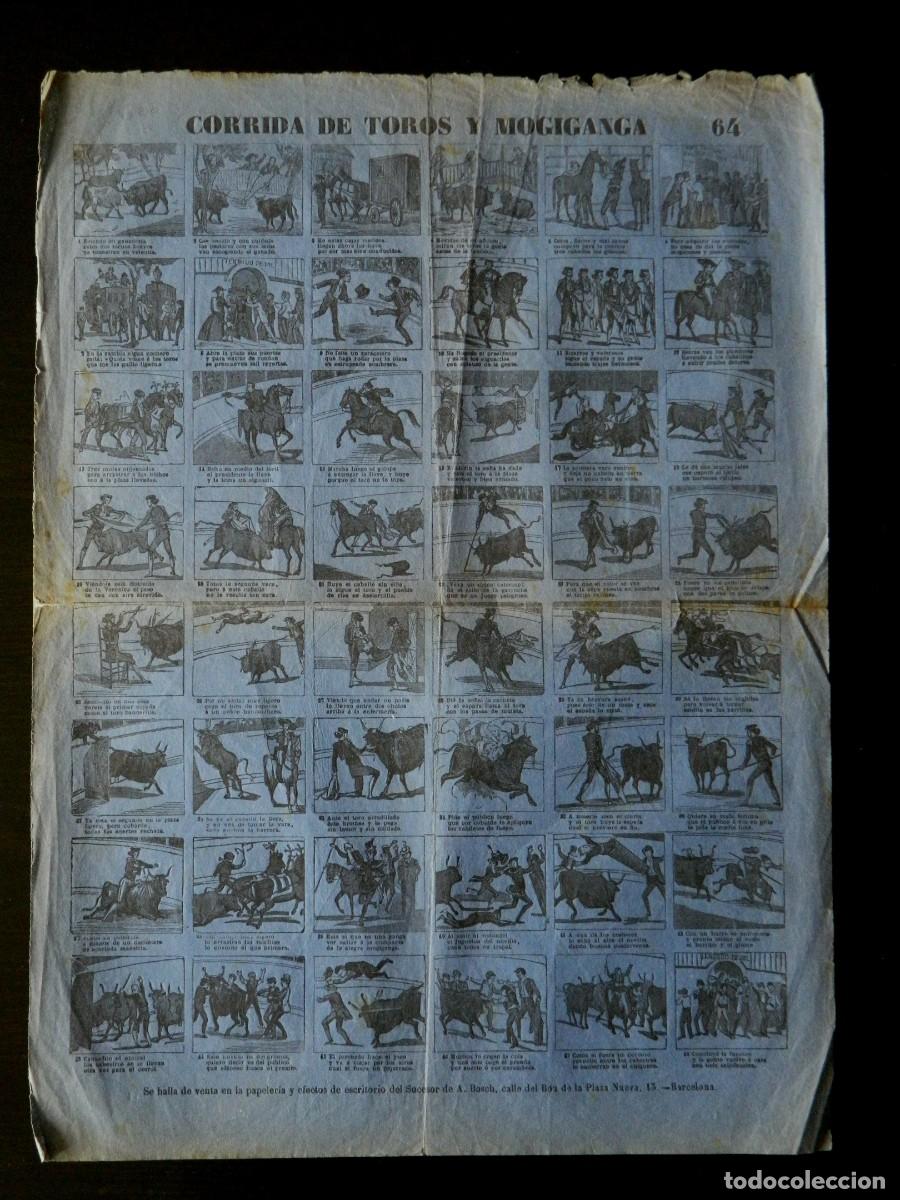 Otros art&iacute;culos de coleccionismo en papel: Auca (o Aleluya) de Corrida de Toros y mogiganga. Antonio Bosch, Barcelona. Finales s. XIX