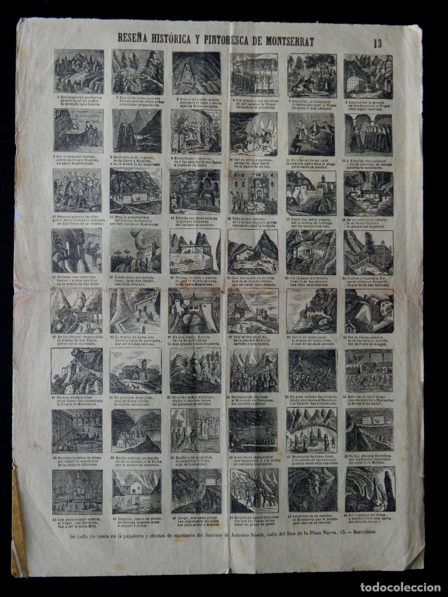 Otros art&iacute;culos de coleccionismo en papel: Auca (o Aleluya) de Rese&ntilde;a Hist&oacute;rica y Pintoresca de Montserrat. A. Bosch, Barcelona. Fin. s. XIX