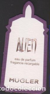Otros Art&iacute;culos de Coleccionismo en Papel: tarjeta probador perfume MUGLER ALIEN parfum fragrance fragancia recargable